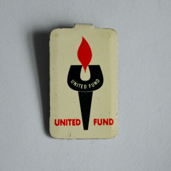 Vintage United Fund Torch Foldover Tab Pin - Picture 1 of 2